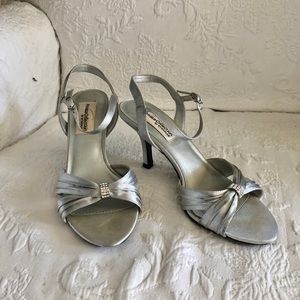 Silver evening heels